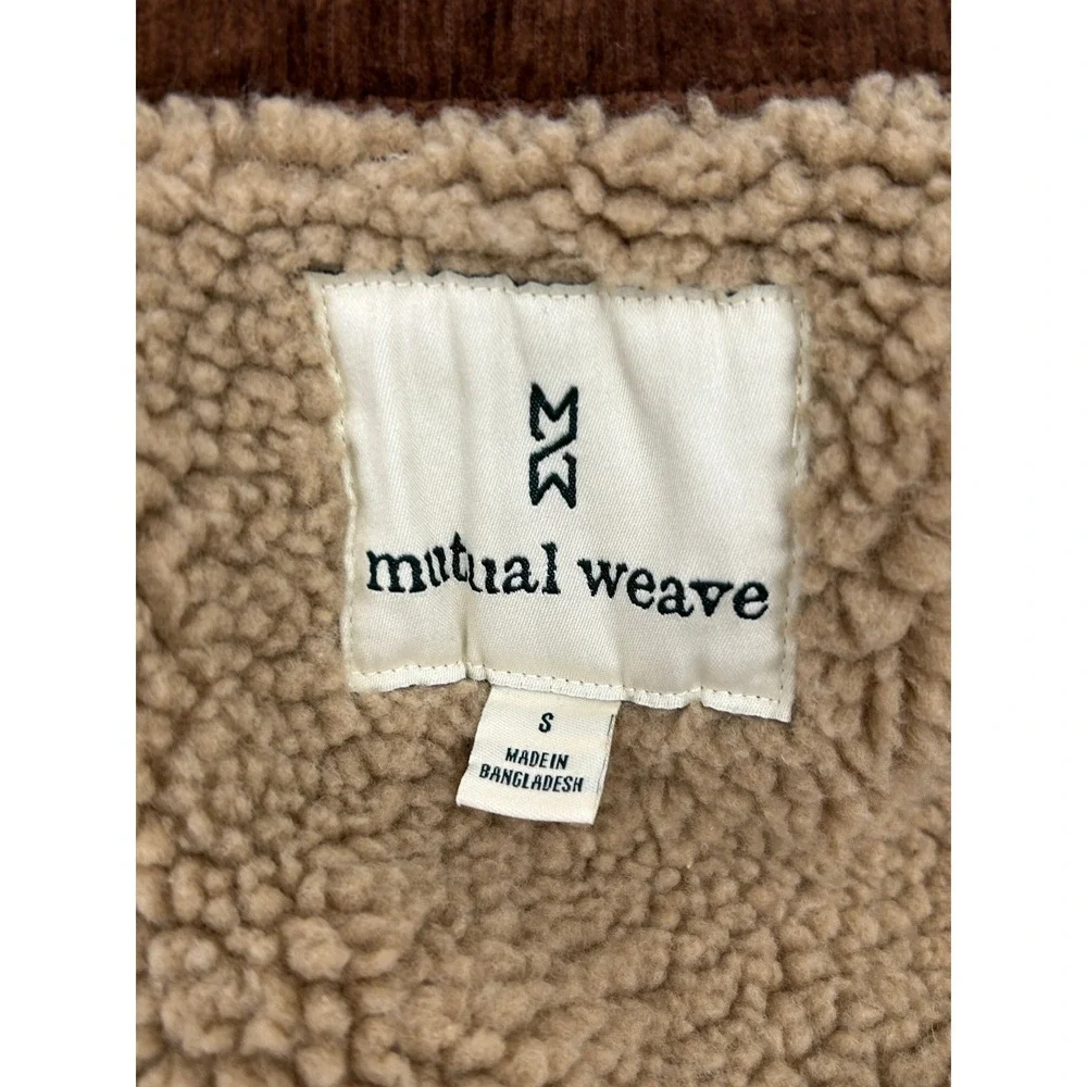 Mutual Weave Sherpa Lined Corduroy Trucker Jacket Brown Western Workwear S - Picture 13 of 15